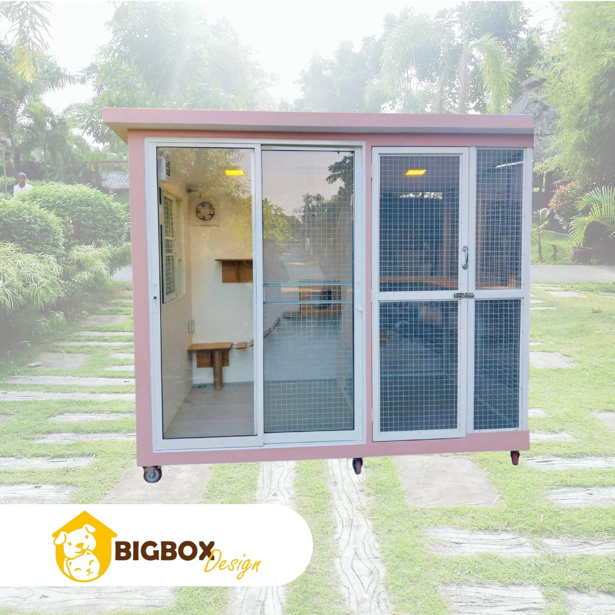 บ้านแมวแบบกระจก แบ่ง 2 โซน รุ่น BoxM02
